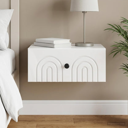 Wall-Mounted Bedside Cabinet High Gloss White 49 x 34.5 x 20 cm