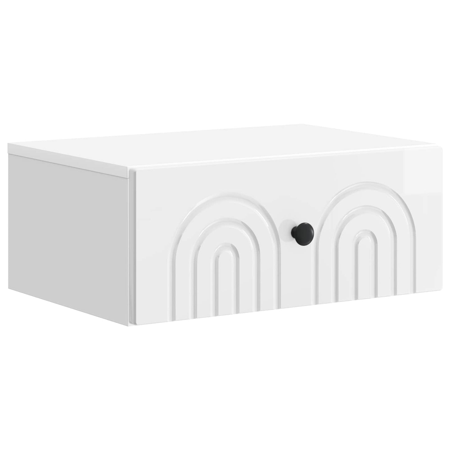 Wall-Mounted Bedside Cabinet High Gloss White 49 x 34.5 x 20 cm