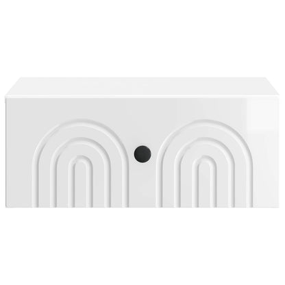 Wall-Mounted Bedside Cabinet High Gloss White 49 x 34.5 x 20 cm