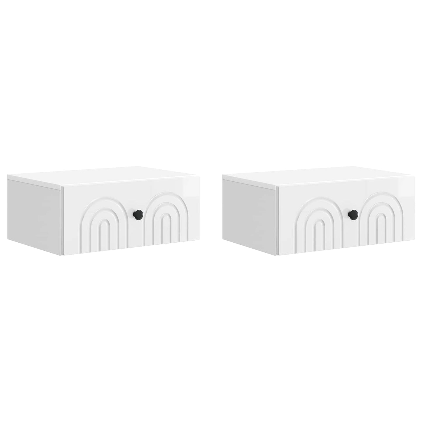 Wall-Mounted Bedside Cabinet with Drawer 2 pcs High Gloss White