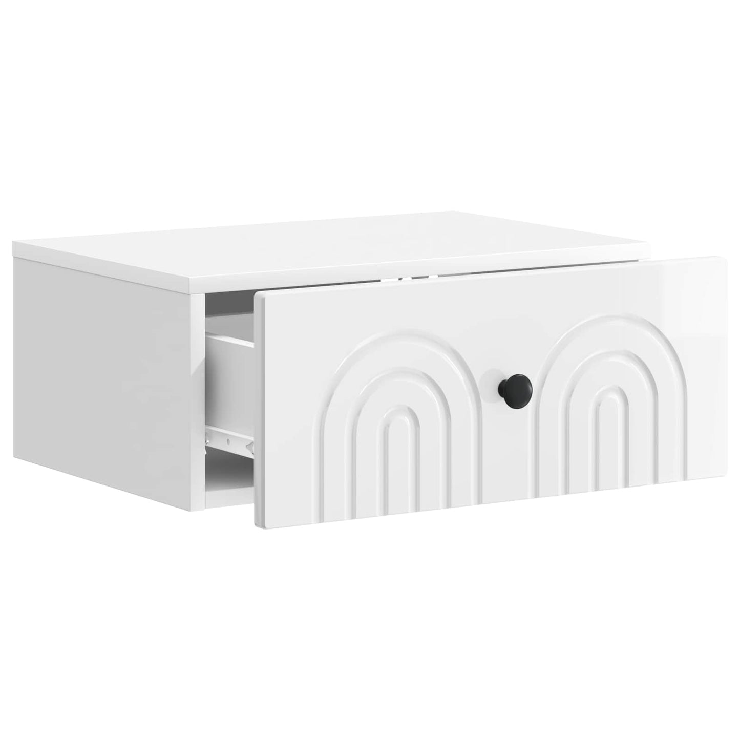 Wall-Mounted Bedside Cabinet with Drawer 2 pcs High Gloss White