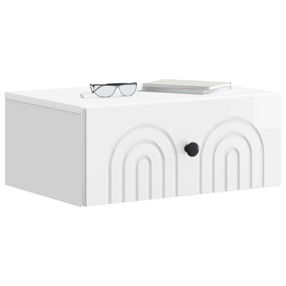 Wall-Mounted Bedside Cabinet with Drawer 2 pcs High Gloss White