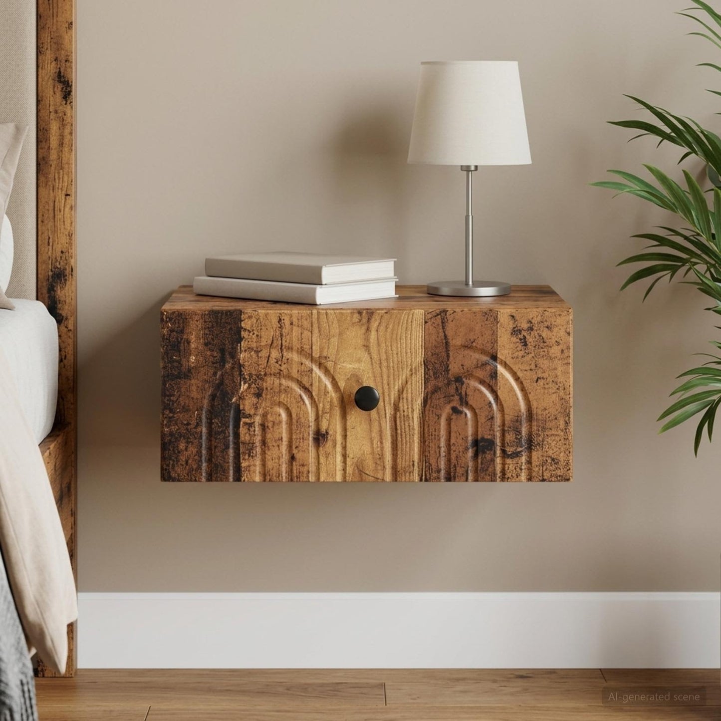 Wall-Mounted Bedside Cabinet Old Wood 49 x 34.5 x 20 cm