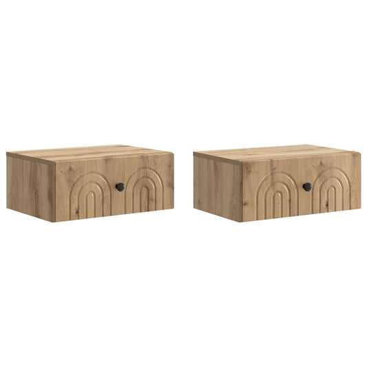 Wall-Mounted Bedside Cabinet 2 pcs Artisan Oak