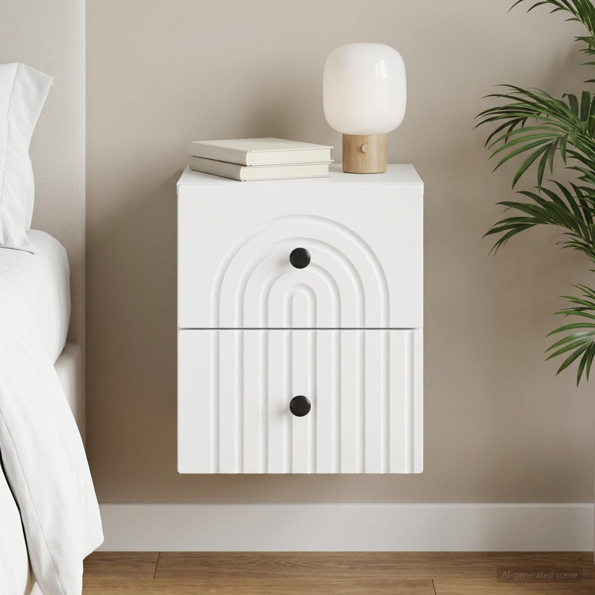 Wall-Mounted Bedside Cabinet White 33 x 34.5 x 40 cm