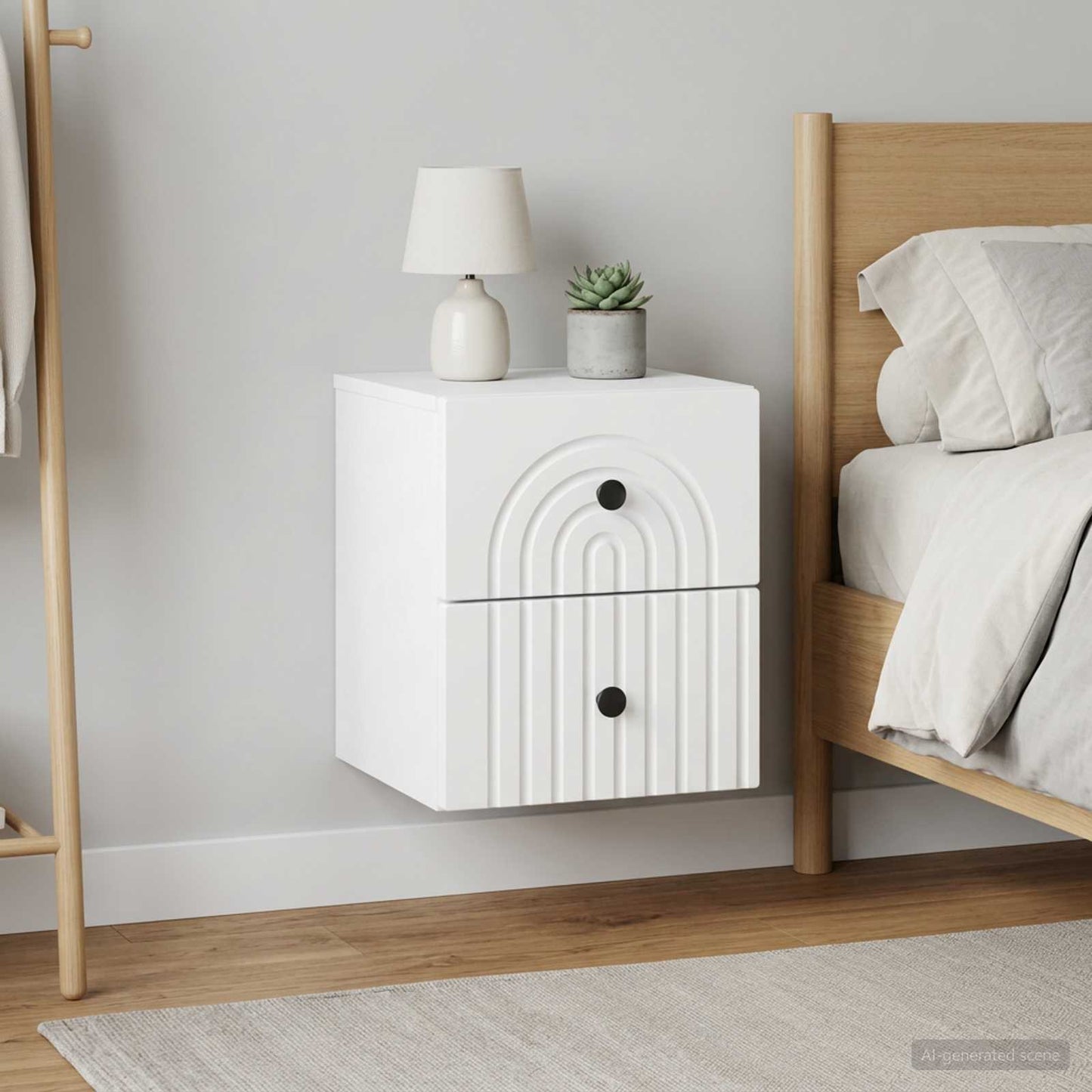Wall-Mounted Bedside Cabinet 2 pcs White 33 x 34.5 x 40 cm