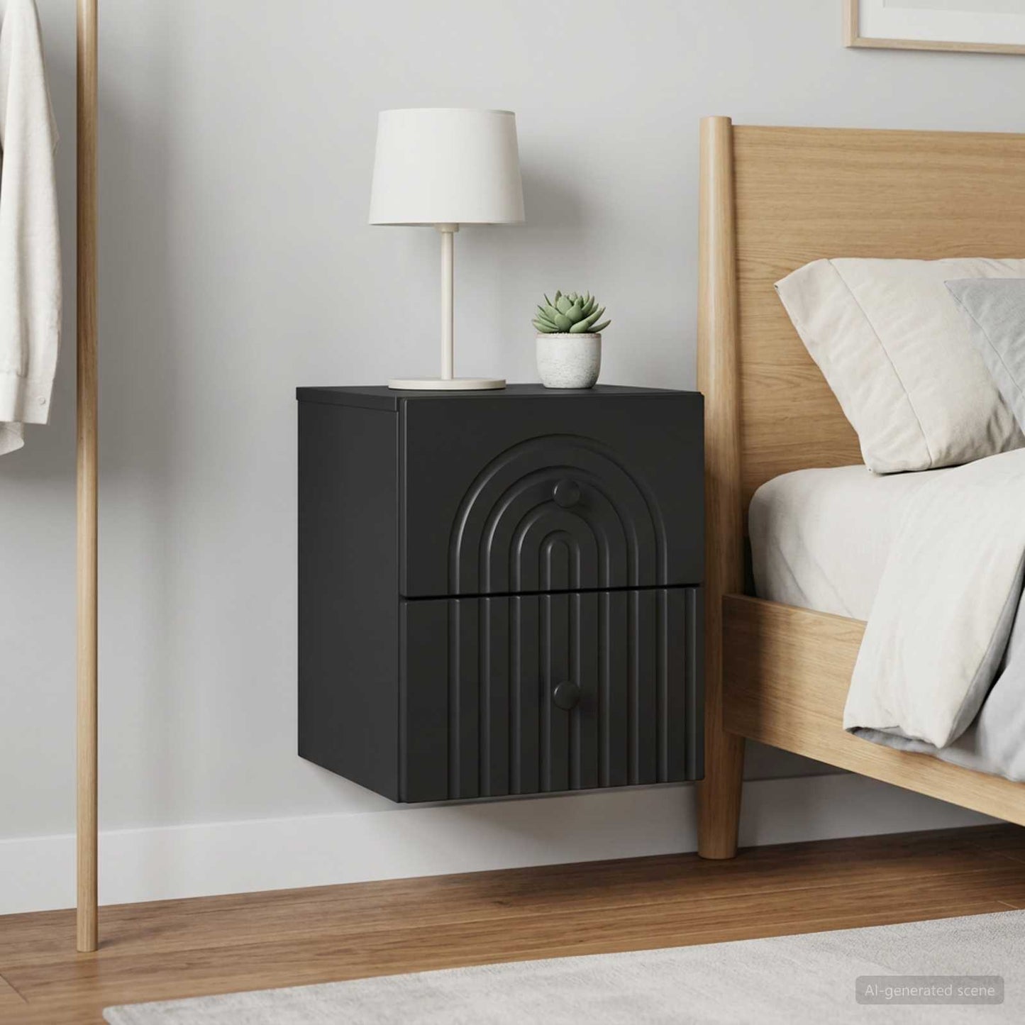 Wall-Mounted Bedside Cabinet 2 pcs Black 33 x 34.5 x 40 cm