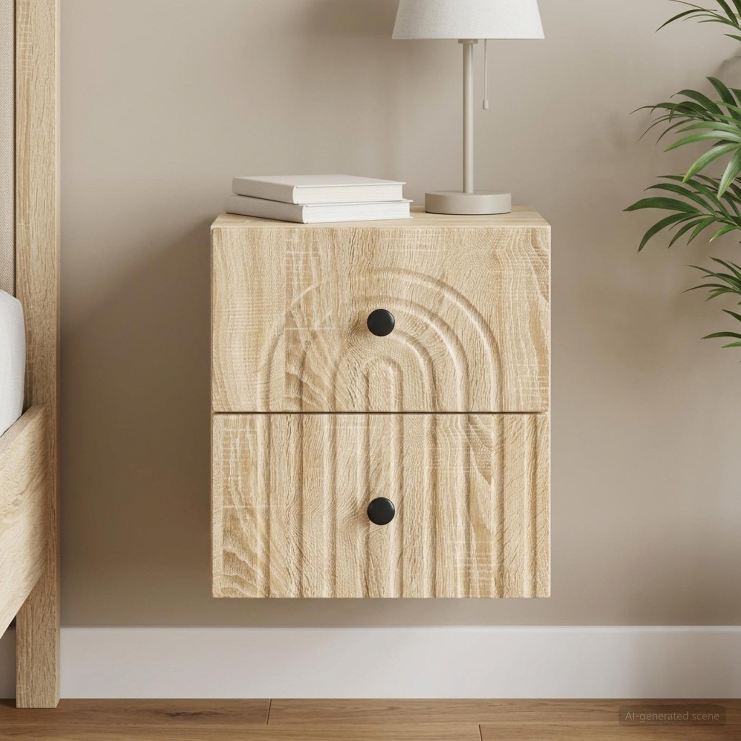 Wall-Mounted Bedside Cabinet Sonoma Oak 33 x 34.5 x 40 cm