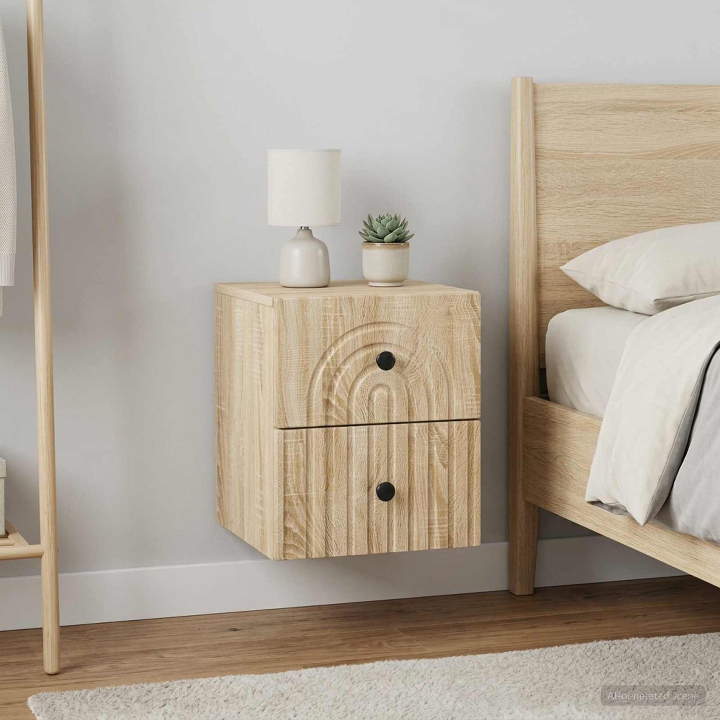 Wall-Mounted Bedside Cabinet 2 pcs Sonoma Oak 33 x 34.5 x 40 cm