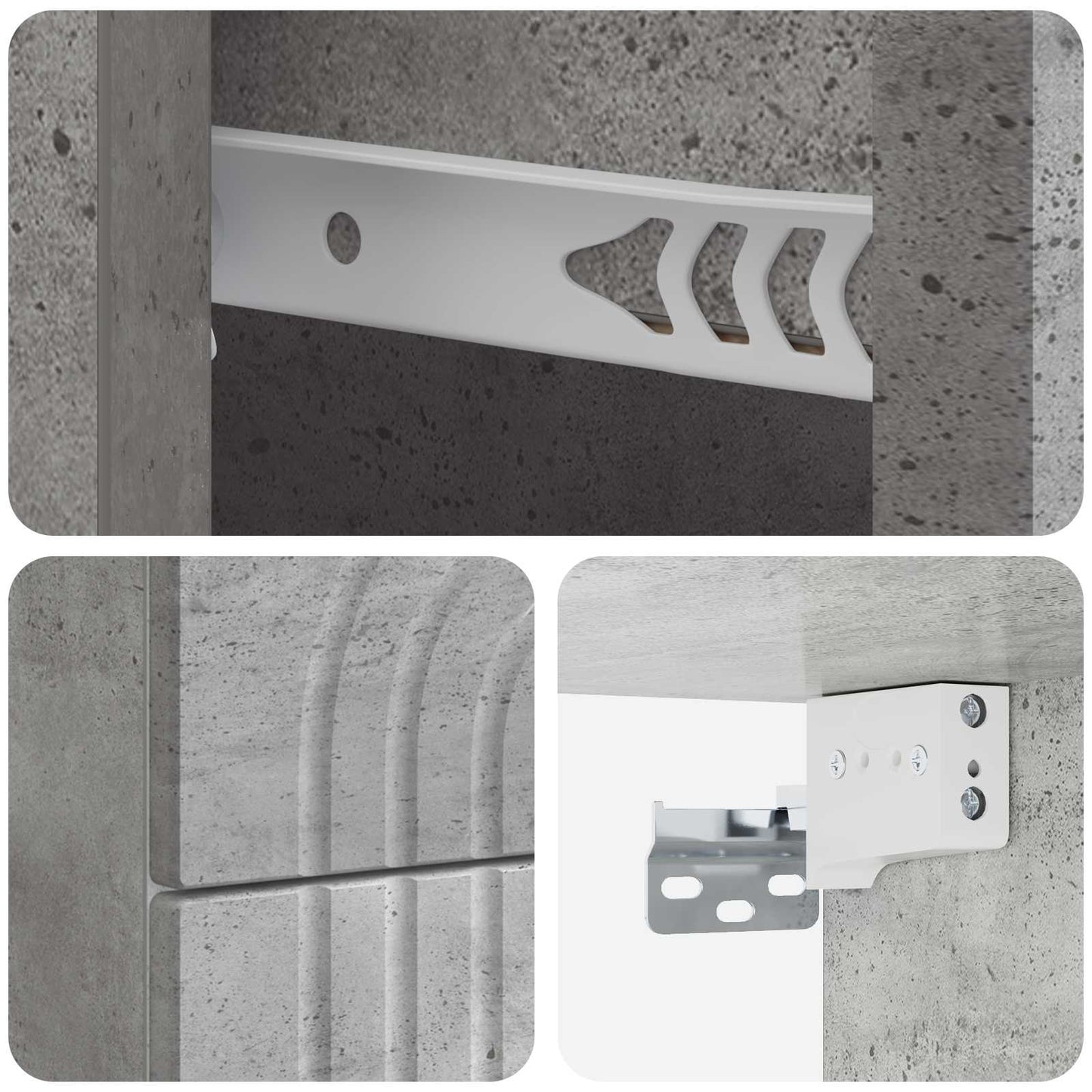 Wall-Mounted Bedside Cabinet Concrete Grey 33 x 34.5 x 40 cm