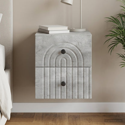 Wall-Mounted Bedside Cabinet Concrete Grey 33 x 34.5 x 40 cm