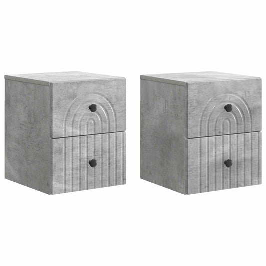 Wall-Mounted Bedside Cabinet 2 pcs Concrete Grey