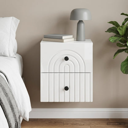 Wall-Mounted Bedside Cabinet High Gloss White 33 x 34.5 x 40 cm