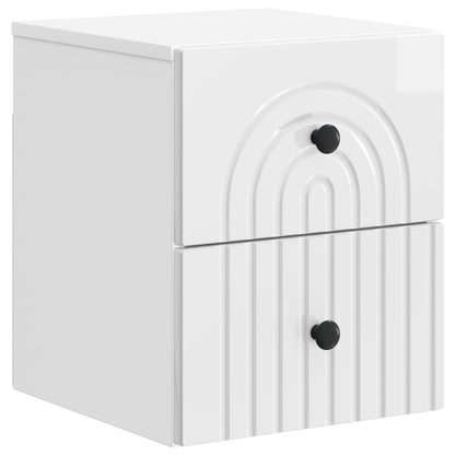 Wall-Mounted Bedside Cabinet High Gloss White 33 x 34.5 x 40 cm
