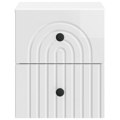 Wall-Mounted Bedside Cabinet High Gloss White 33 x 34.5 x 40 cm