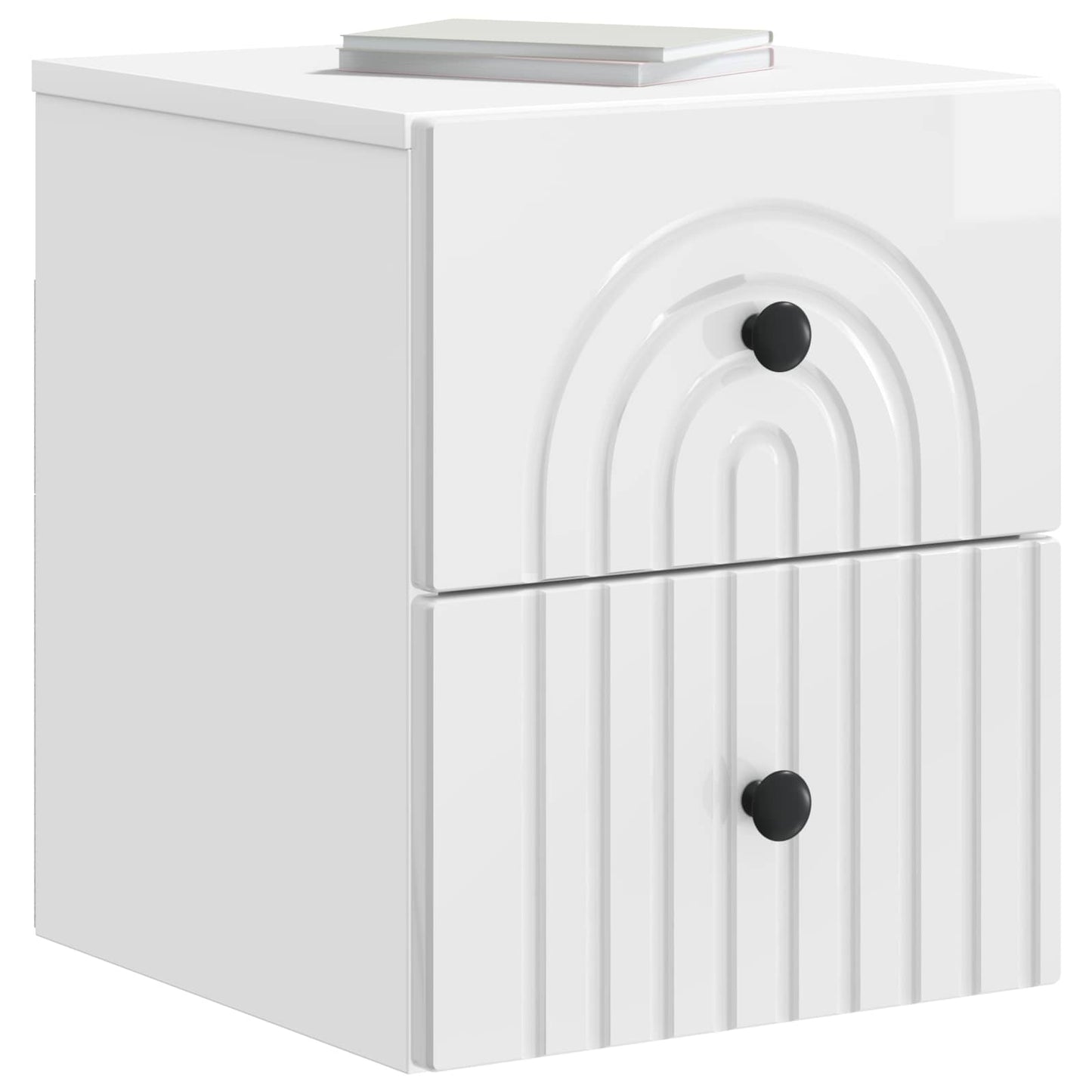 Wall-Mounted Bedside Cabinet High Gloss White 33 x 34.5 x 40 cm