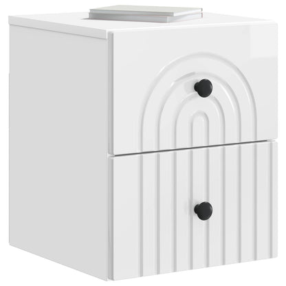 Wall-Mounted Bedside Cabinet High Gloss White 33 x 34.5 x 40 cm