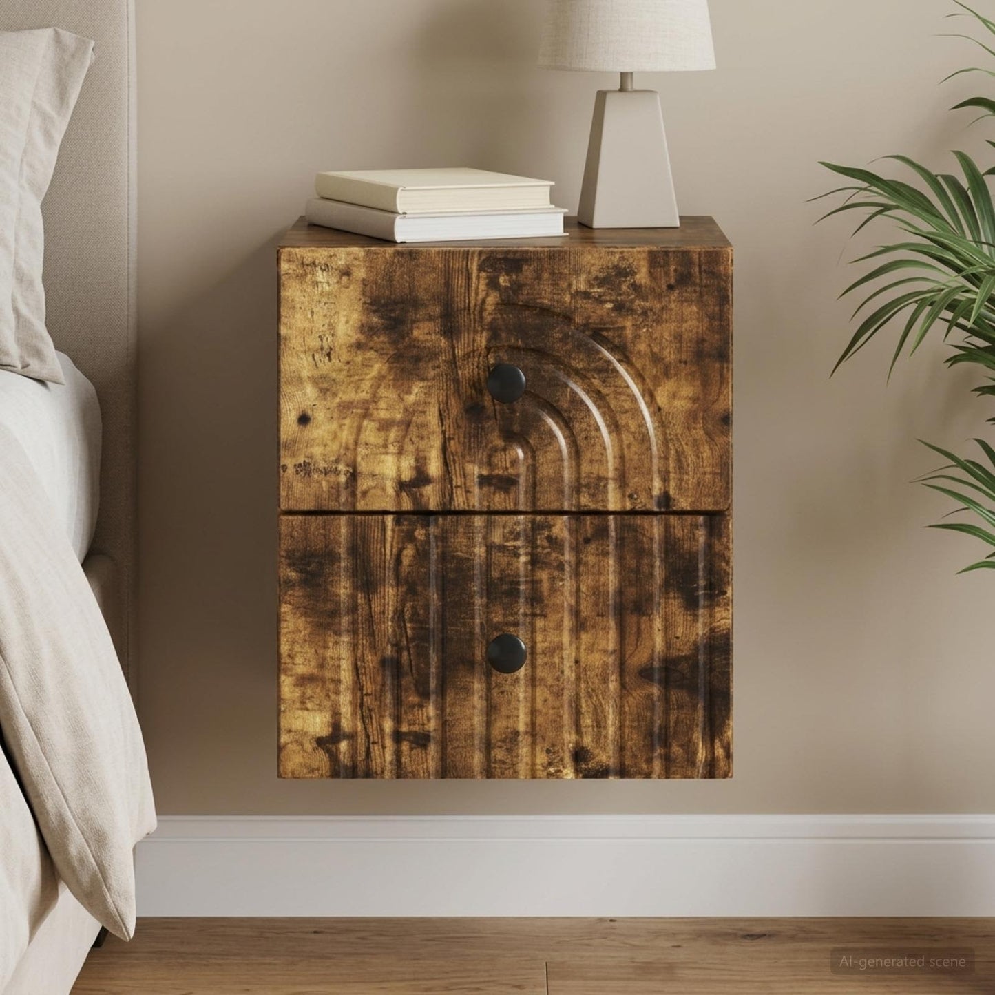 Wall-Mounted Bedside Cabinet Smoked Oak 33 x 34.5 x 40 cm