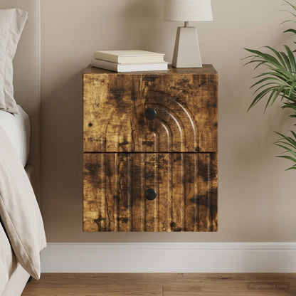 Wall-Mounted Bedside Cabinet Smoked Oak 33 x 34.5 x 40 cm