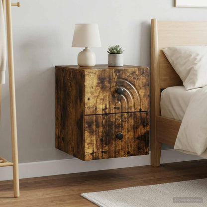 Wall-Mounted Bedside Cabinet 2 pcs Smoked Oak 33 x 34.5 x 40 cm