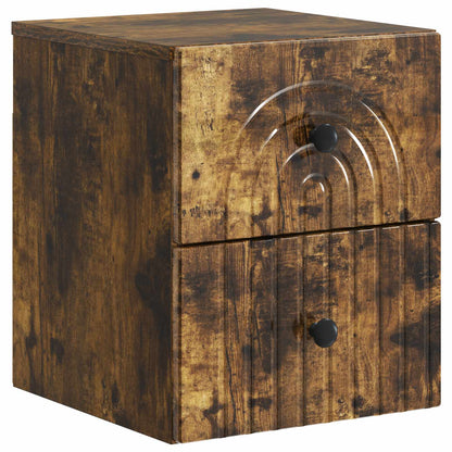 Wall-Mounted Bedside Cabinet 2 pcs Smoked Oak 33 x 34.5 x 40 cm