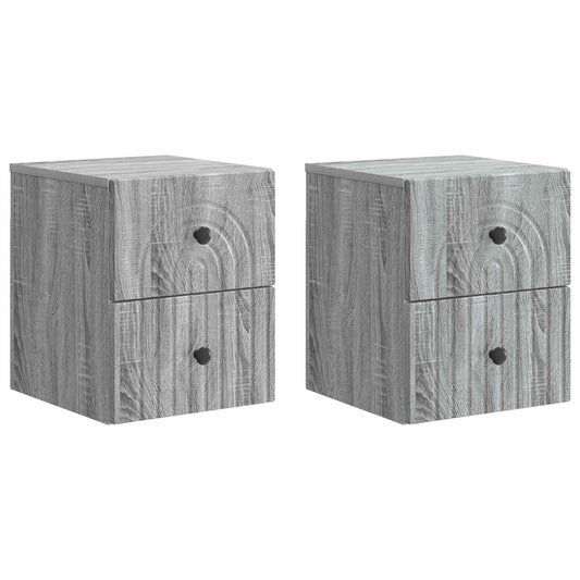 Wall-Mounted Bedside Cabinet 2 pcs Grey Sonoma