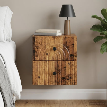 Wall-Mounted Bedside Cabinet Old Wood 33 x 34.5 x 40 cm