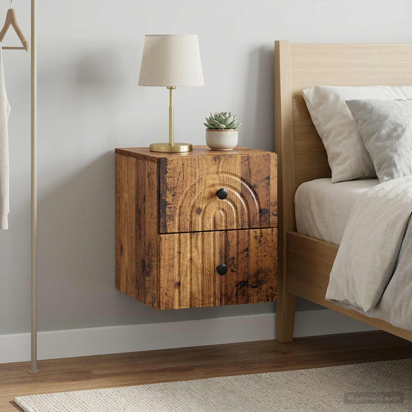 Wall-Mounted Bedside Cabinet 2 pcs Old Wood 33 x 34.5 x 40 cm