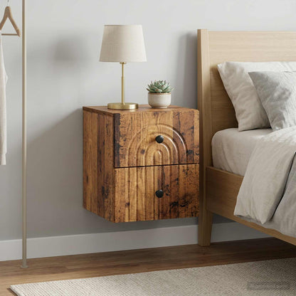 Wall-Mounted Bedside Cabinet 2 pcs Old Wood 33 x 34.5 x 40 cm