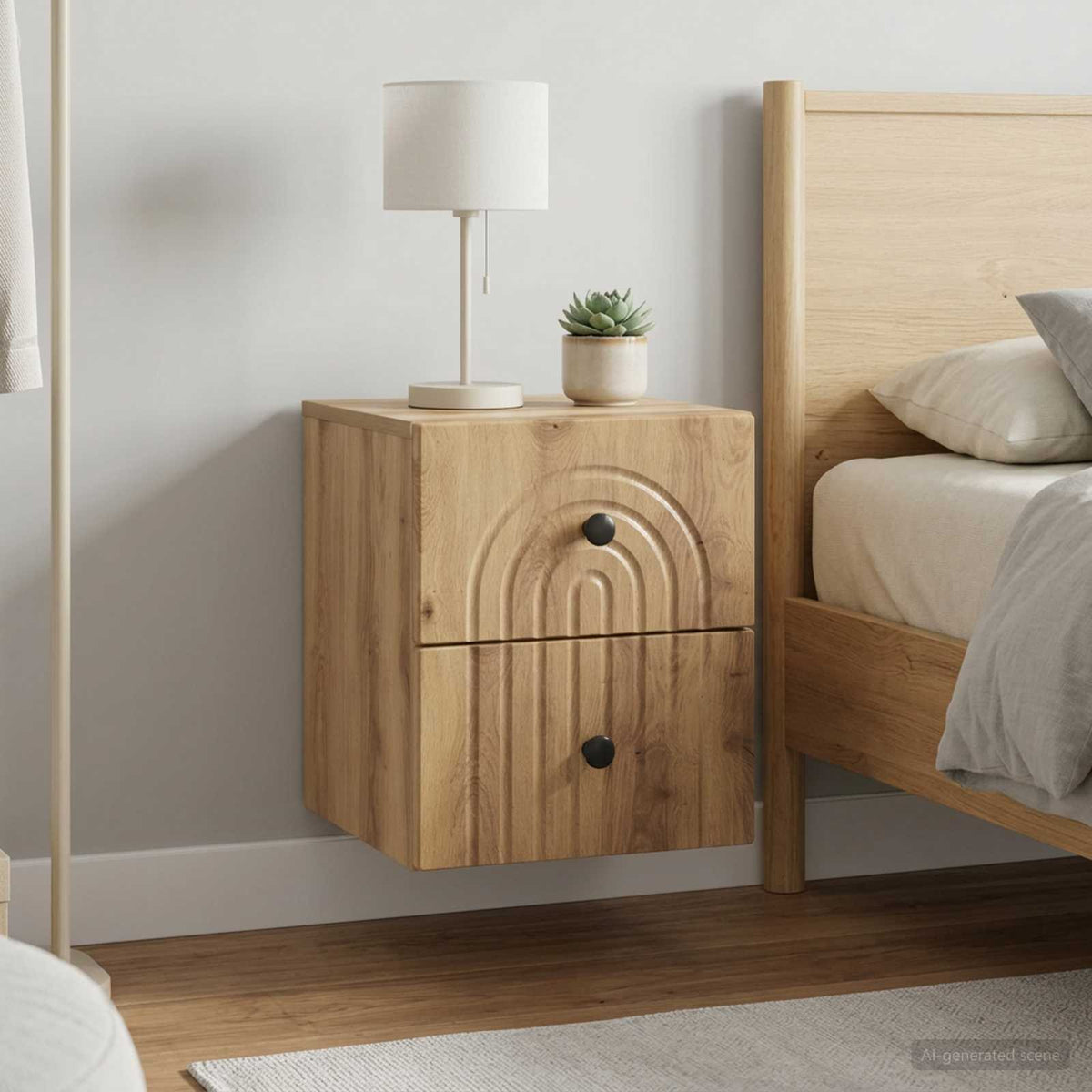 Wall-Mounted Bedside Cabinet 2 pcs Artisan Oak