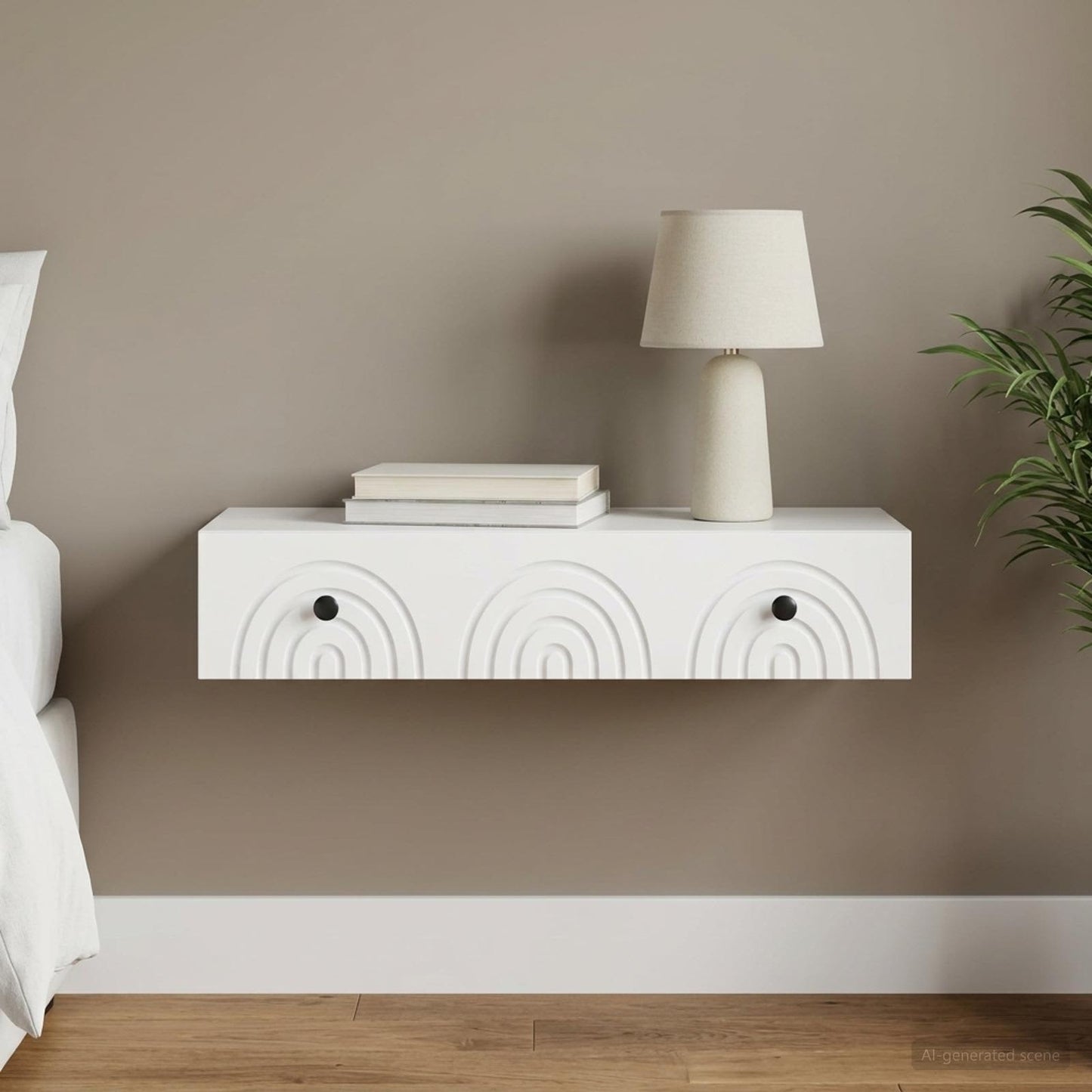 Wall-Mounted Side Table Wall-mounted White 87.5 x 34.5 x 17 cm
