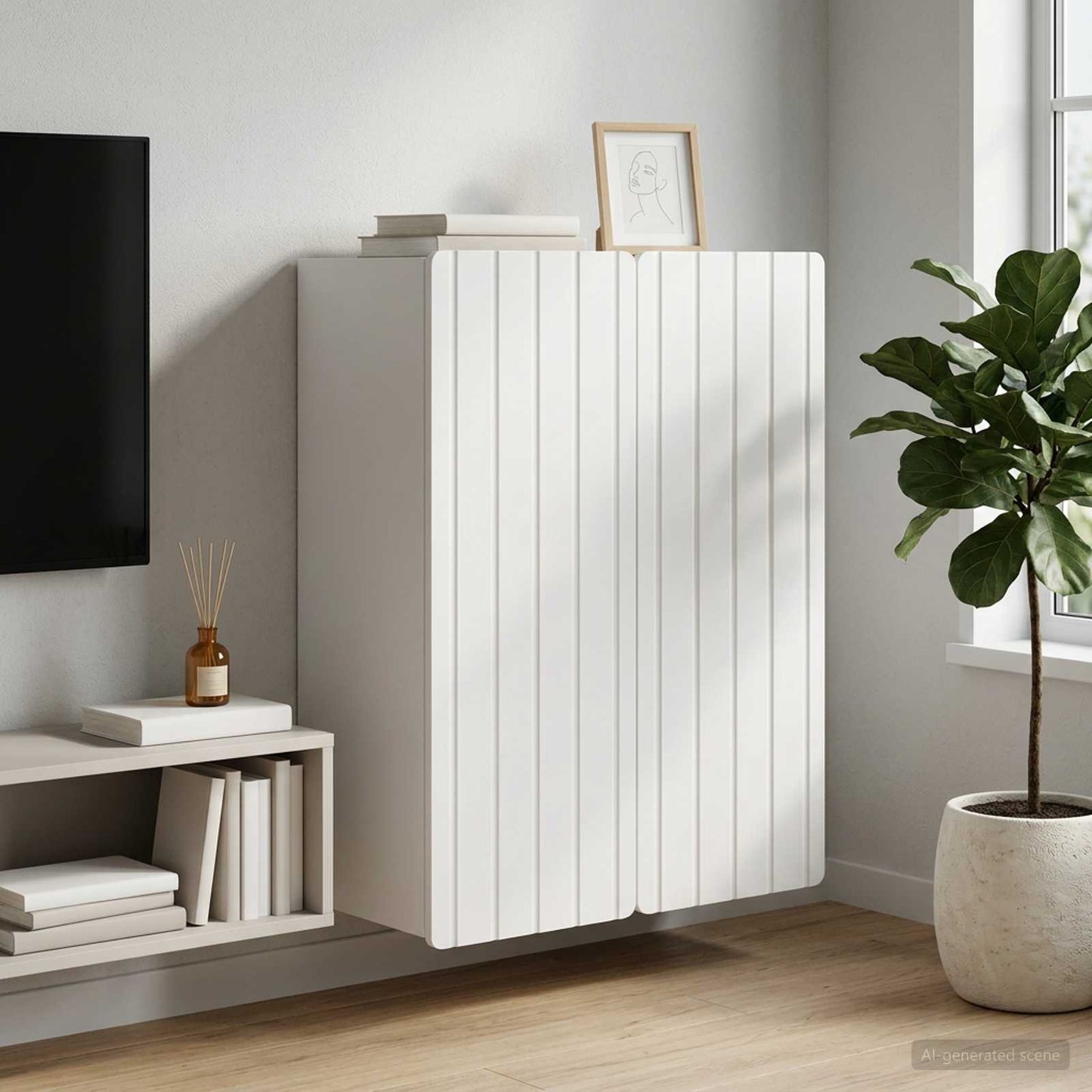 Wall-Mounted Cabinet White 66 x 34.5 x 92 cm Engineered Wood