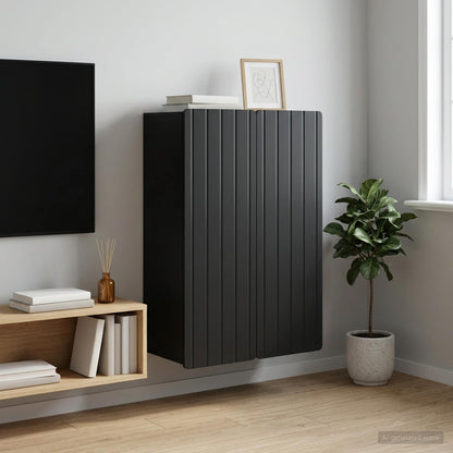 Wall-Mounted Cabinet Black 66 x 34.5 x 92 cm Engineered Wood