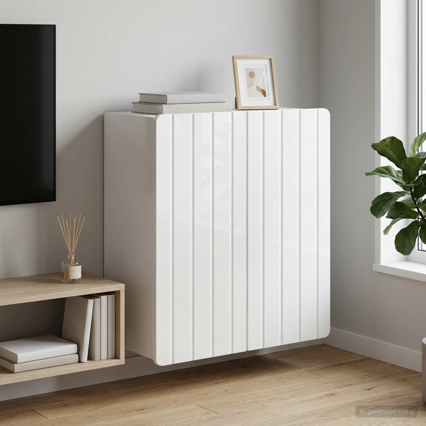 Wall-Mounted Cabinet High Gloss White 59 x 31 x 64 cm