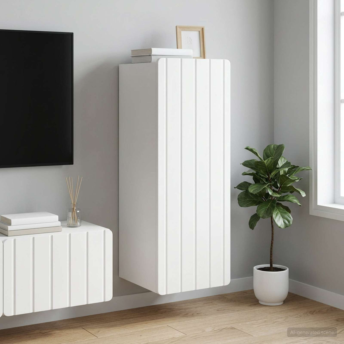 Wall-Mounted Cabinet White 33 x 34.5 x 94 cm Engineered Wood