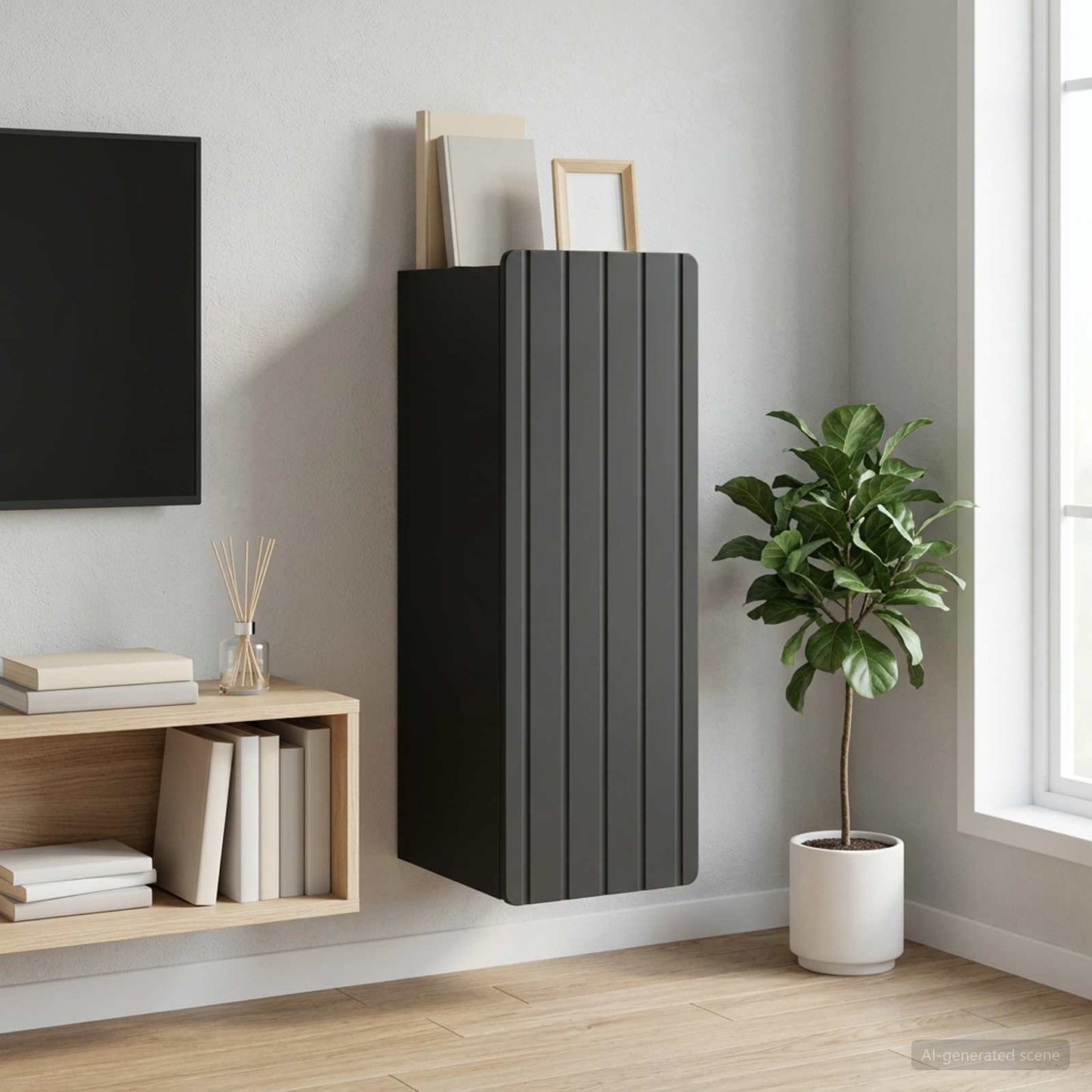 Wall-Mounted Cabinet Black 33 x 34.5 x 94 cm Engineered Wood