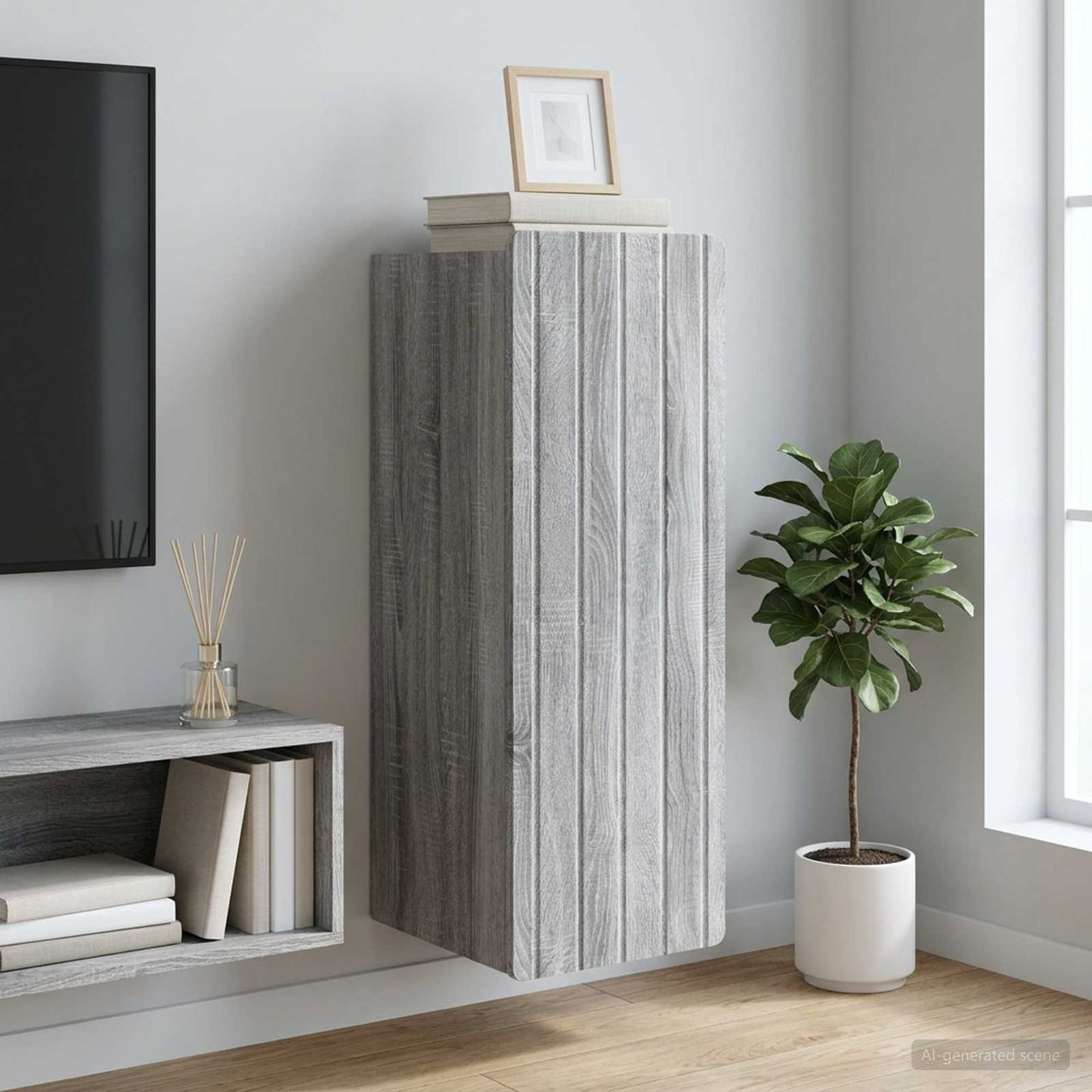 Wall-Mounted Cabinet Grey Sonoma 33 x 34.5 x 94 cm