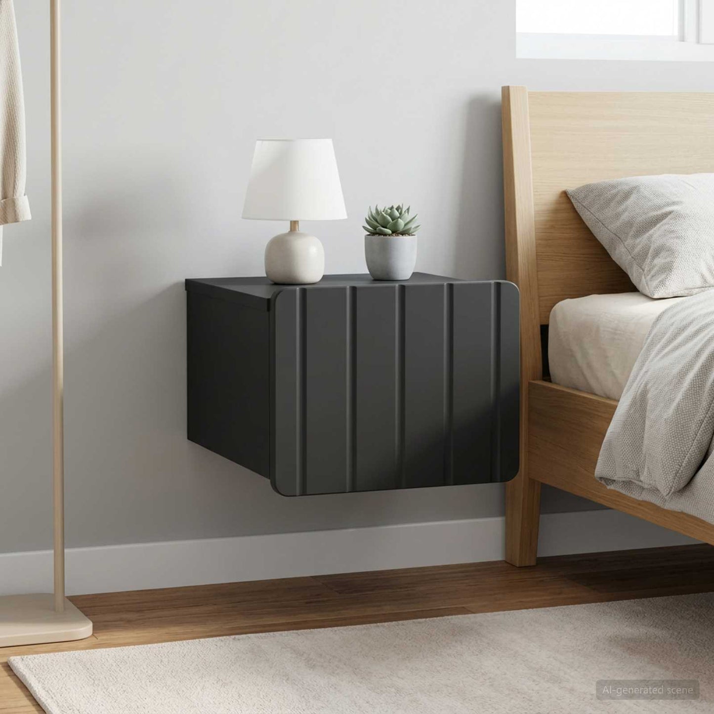 Wall-Mounted Bedside Cabinet 2 pcs Black 33 x 34.5 x 24 cm