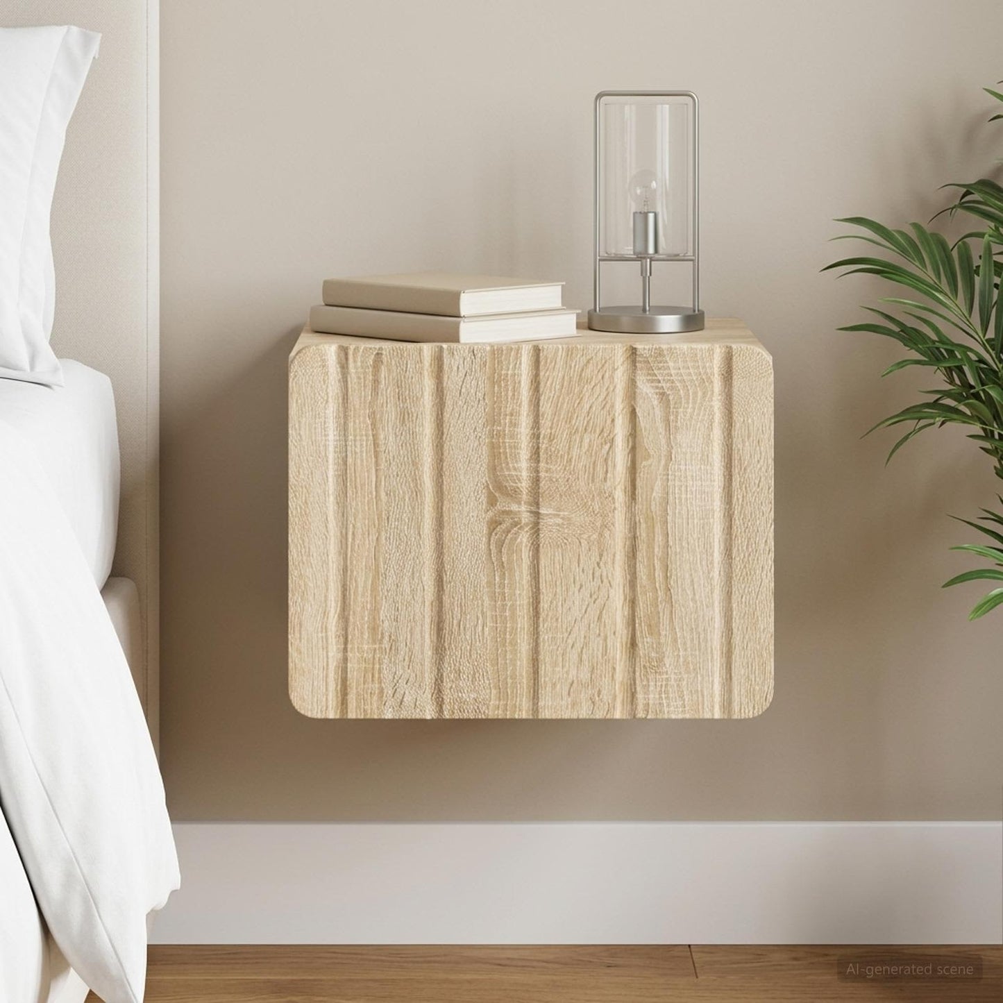 Wall-Mounted Bedside Cabinet Sonoma Oak 33 x 34.5 x 24 cm