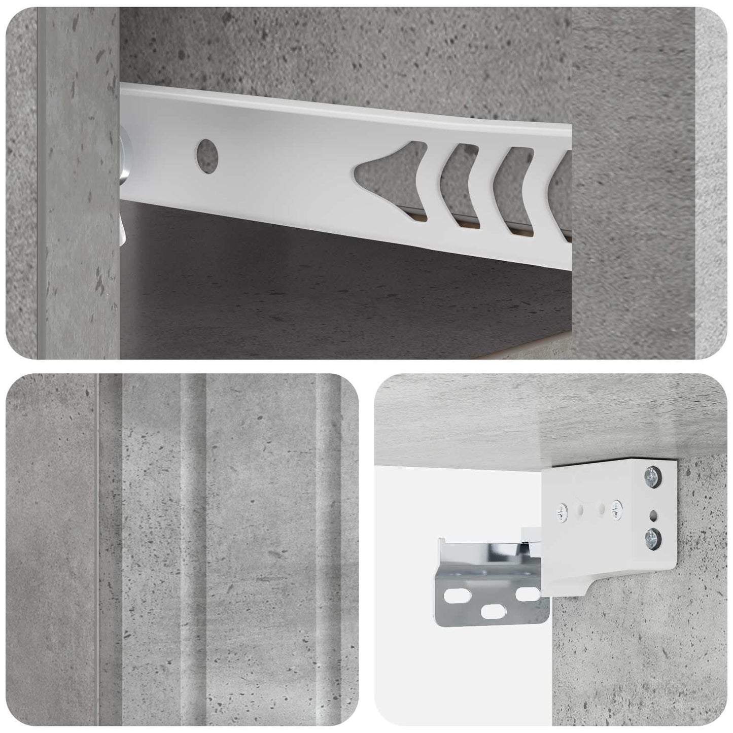 Wall-Mounted Bedside Cabinet Concrete Grey 33 x 34.5 x 24 cm