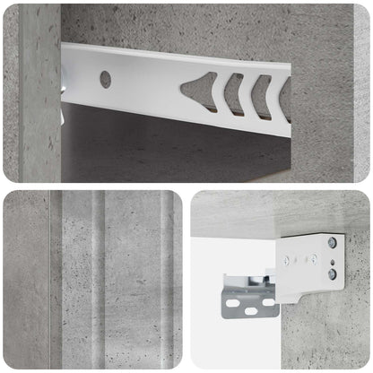 Wall-Mounted Bedside Cabinet Concrete Grey 33 x 34.5 x 24 cm