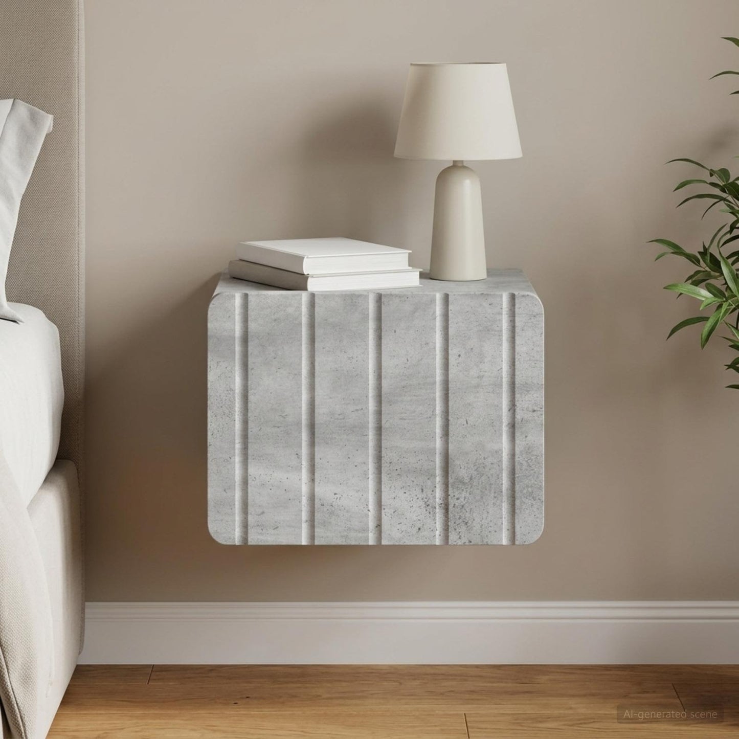 Wall-Mounted Bedside Cabinet Concrete Grey 33 x 34.5 x 24 cm