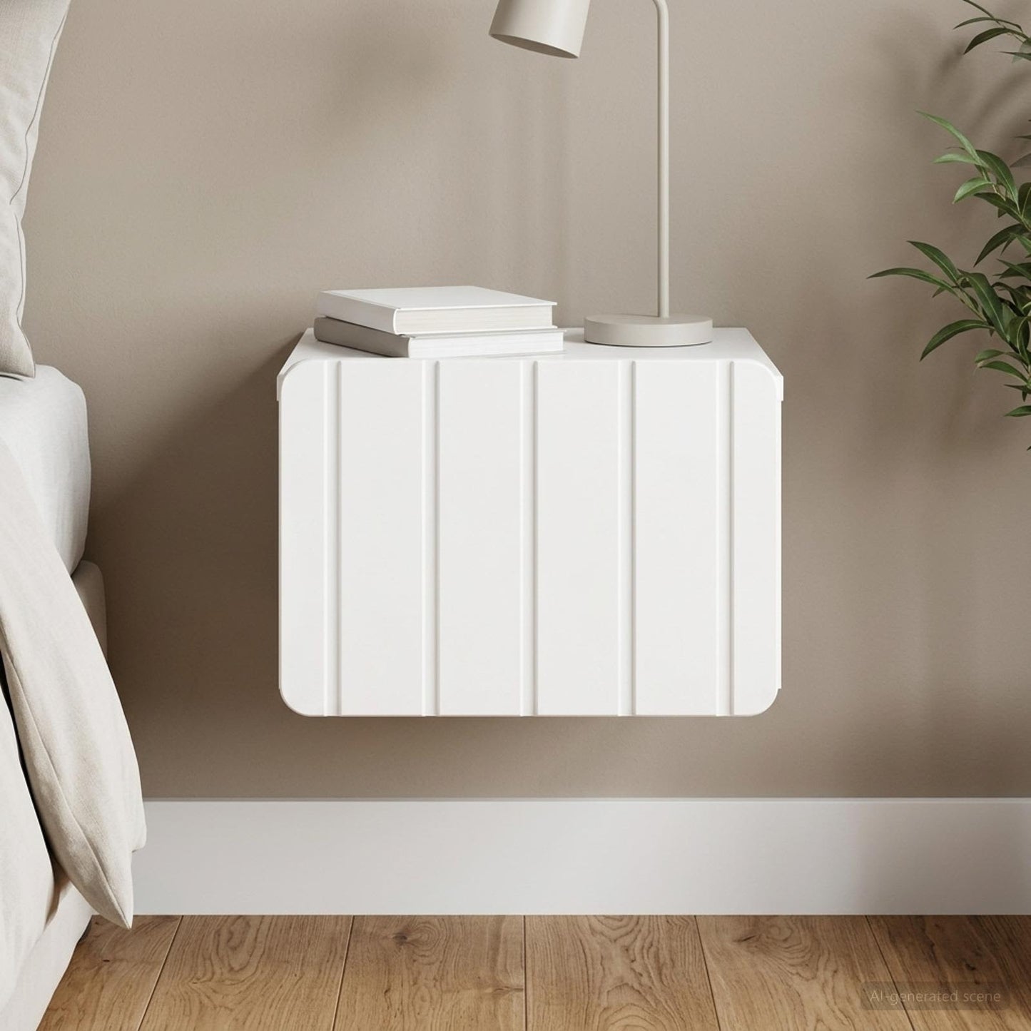 Wall-Mounted Bedside Cabinet High Gloss White 33 x 34.5 x 24 cm