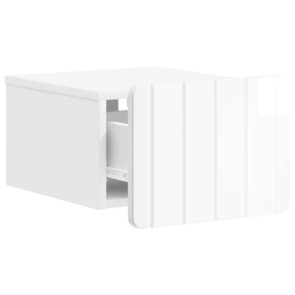 Wall-Mounted Bedside Cabinet High Gloss White 33 x 34.5 x 24 cm