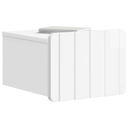 Wall-Mounted Bedside Cabinet High Gloss White 33 x 34.5 x 24 cm
