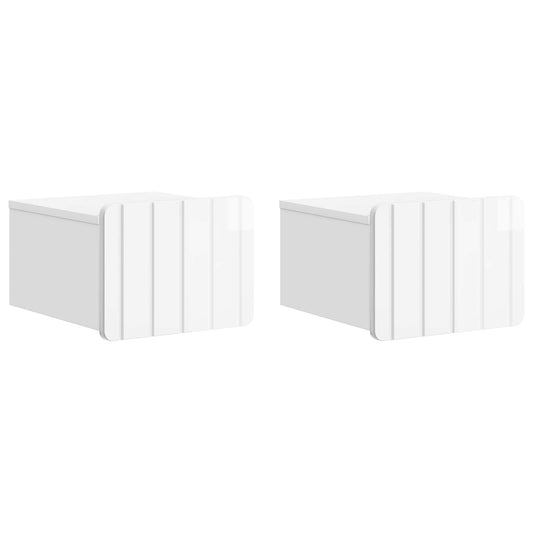 Wall-Mounted Bedside Cabinet 2 pcs High Gloss White