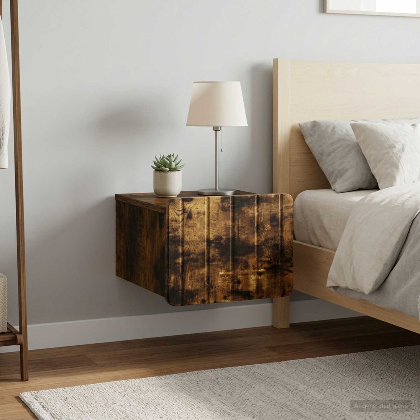 Wall-Mounted Bedside Cabinet 2 pcs Smoked Oak 33 x 34.5 x 24 cm