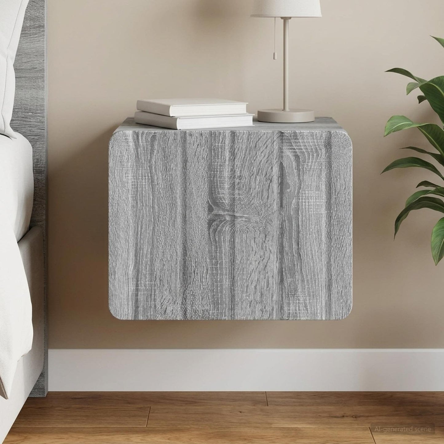 Wall-Mounted Bedside Cabinet Grey Sonoma 33 x 34.5 x 24 cm