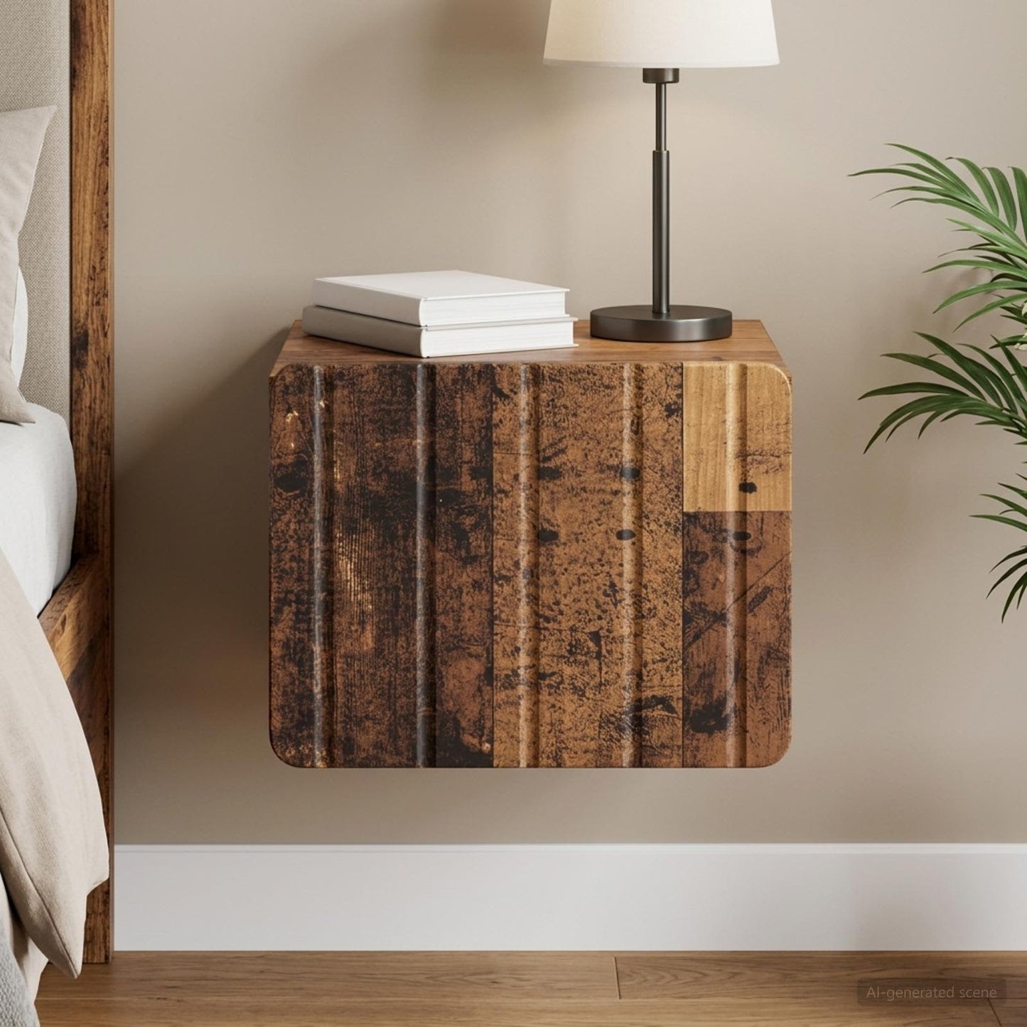 Wall-Mounted Bedside Cabinet Old Wood 33 x 34.5 x 24 cm