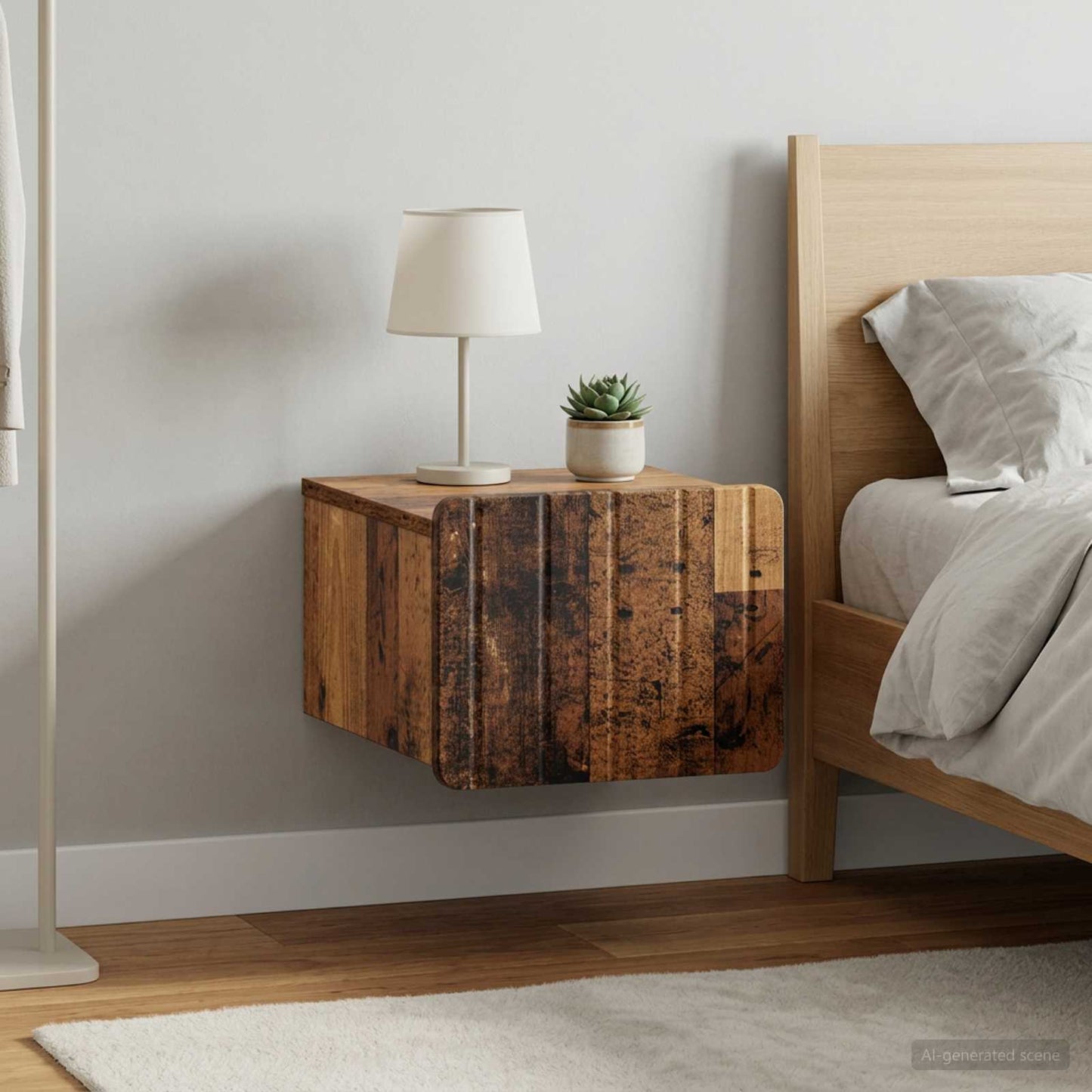 Wall-Mounted Bedside Cabinet 2 pcs Old Wood 33 x 34.5 x 24 cm